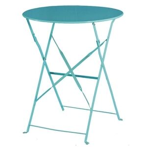 Bolero table de terrasse ronde pliante acier bleu azur 60cm