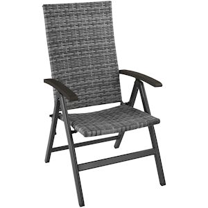 tectake Chaise en rotin Canberra avec structure en aluminium pliable - gris -404572