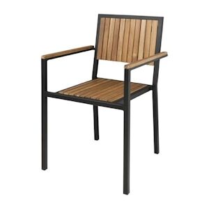Bolero chaises en acier et acacia avec accoudoirs
