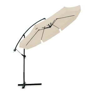 Garden Friend Parasol de jardin rond bras lateral couverture en polyester armature en acier avec manivelle 3 m x 3h m Ecru