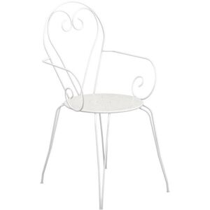 Lot de 4 Fauteuils de jardin romantique empilable en fer forge Blanc AUCUNE