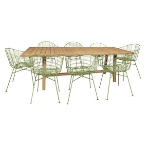 NOW'S HOME - Ensemble De Jardin Table 230cm Avec 8 Fauteuils Vert Saoso