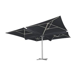 Metro Professional Parasol a 4 tetes TOMOKO aluminium polyester 4 x 4 m protection UV hydrofuge anthracite platine