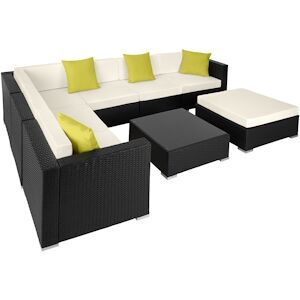 tectake Canape de jardin MARBELLA modulable 7 places variante 2 noir 403836