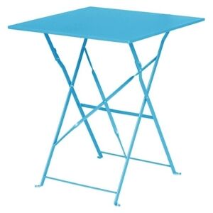 Bolero table de terrasse carree pliante acier bleu azur 60cm