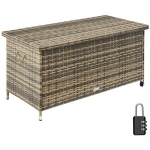 Tectake Coffre de jardin KIRUNA en rotin synthetique 120x55x615cm 270 L marron naturel