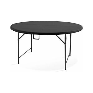 CHEFGASTRO Table de buffet ronde pliable pour terrasse, balcon, jardin avec poignee de transport, HxØ 74x122cm, Pour jusqu'a 6 personnes, Noir