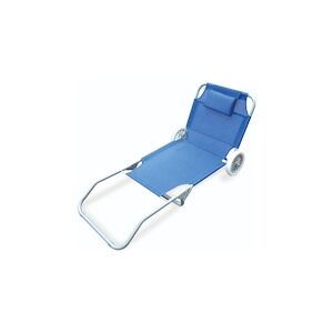 Chaise longue Garden Friend Minorca Structure en acier Housse en textilene Avec roues Bleu