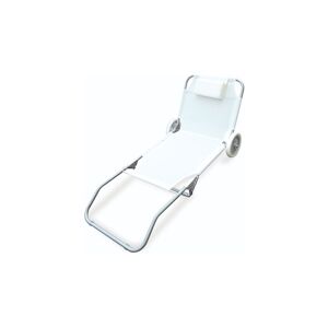 Garden Friend Chaise longue Minorca Structure en acier Housse en textilene Avec roues Blanc