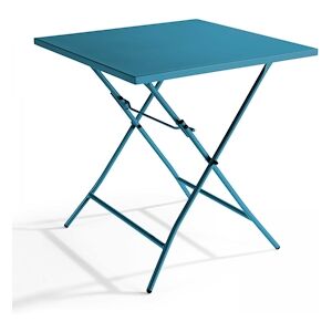 Oviala Business Table de jardin pliante carree en acier bleu pacific - Oviala