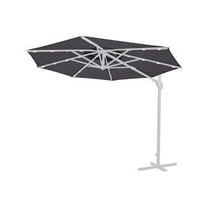 Metro Professional Parasol de terrasse aluminium acier polyester a 25 x 244 m avec lampe LED et panneau solaire anthracite platine