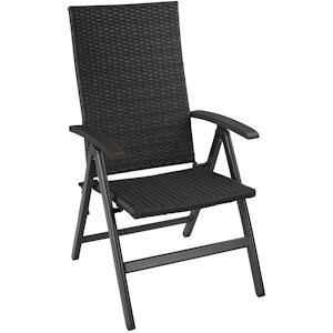 tectake Chaise en rotin Canberra avec structure en aluminium pliable - noir -404570