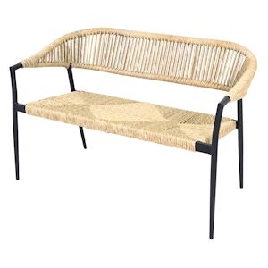 Metro Professional Banc de terrasse TERRA rotin PE aluminium 118 x 62 x 80 cm resistant aux intemperies pour 2 personnes beige noir