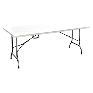 Metro Professional Table de banquet d'exterieur, acier / polyethylene, 180 x 75 x 73 cm, pliable, hydrofuge, blanc