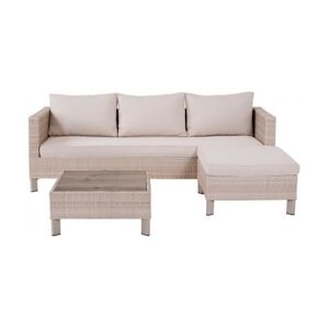 Salon de jardin en resine tressee avec coussins 4 personnes CUBA Beige NIVADA