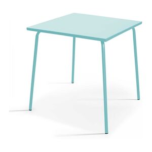 Oviala Business Table de jardin carree en metal turquoise 70cm - Oviala