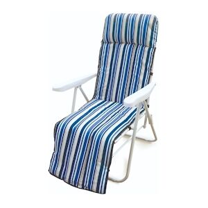 Garden Friend Ischia Chaise multiposition avec repose-pieds structure en acier coussin rembourre bleu raye