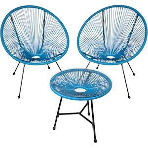 tectake Ensemble table et chaises de jardin Santana bleu 404414