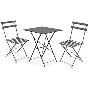 MOB event PRO MobeventPro Ensemble de terrasse bistrot Table x1 - L.60 x l.60 x H.71 cm - Chaises x2 L.42 x Pr.46 x H.82 cm - Gris