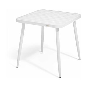 Oviala Business Table de jardin carree en aluminium blanc - Oviala