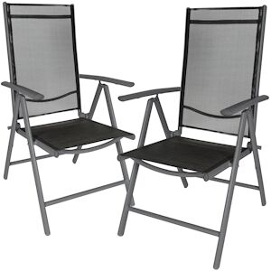 tectake Lot de 2 chaises de jardin pliantes en aluminium noiranthracite 401633