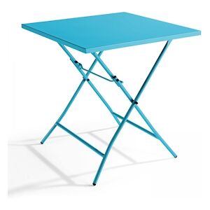 Oviala Business Table de jardin pliante carree en acier bleu - Oviala