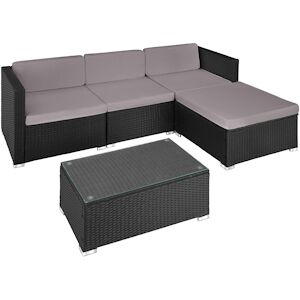 tectake Canape de jardin FLORENCE 4 places - noir/gris -404325