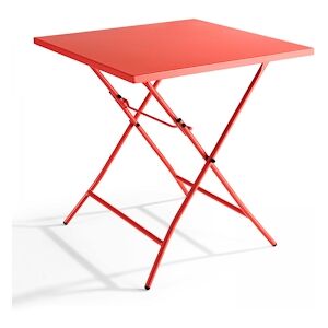 Oviala Business Table de jardin pliante carree en acier rouge - Oviala