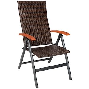 tectake Chaise en rotin Canberra avec structure en aluminium pliable - marron -404571