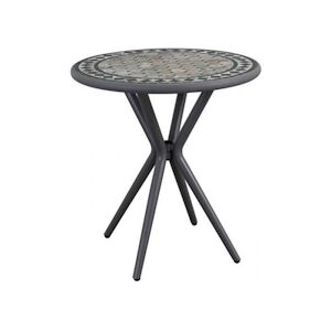 Table Mosaique de jardin Gris anthracite ceramique noir marbre jaune Metal D 70 cm Demontable AUCUNE