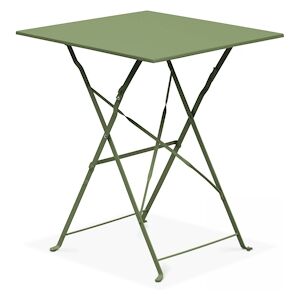 Oviala Business Table de jardin pliante bistrot en acier vert cactus - Oviala