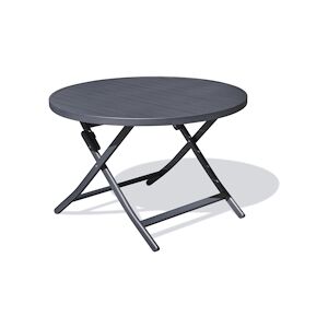 CITY Garden Table de jardin ronde pliante en aluminium gris anthracite - MARIUS