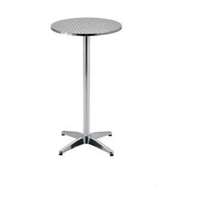 Metro Professional Mange debout / Table haute NARNI, aluminium, Ø 60 x 110 cm, reglable en hauteur, argentee