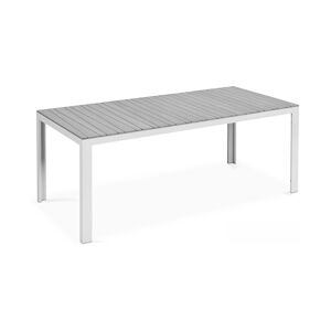 Oviala Business Table de jardin en aluminium et bois synthetique blanc