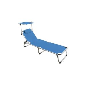 Garden Friend Bain de soleil pliant Mykonos chassis en aluminium housse en textilene avec toile solaire inclinable Bleu