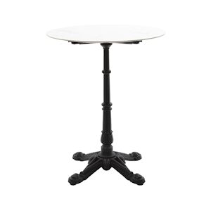 Metro Professional Table bistrot brasserie pied en fonte plateau en pierre acier a 60 cm x 74 cm ronde noir blanc