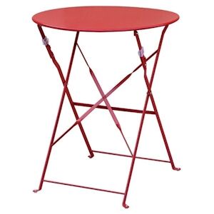 Bolero table de terrasse ronde pliante acier, rouge 60cm