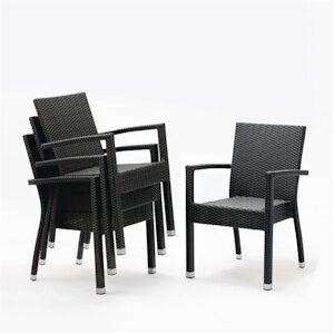 Bolero Chaises en rotin avec accoudoirs, anthracite