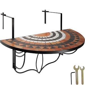 tectake Table de balcon rabattable 75 x 65 x 62 cm terracottablanc 402774