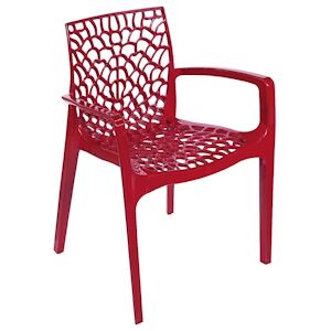 GRANDSOLEIL Fauteuil SAPHIR Grand soleil en polypropylene de haute qualite, 56,5x55x81 empilable , rouge