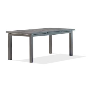 DCB GARDEN Table de jardin en aluminium anthracite avec plateau ceramique gris 