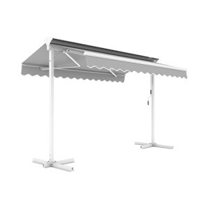 Metro Professional Double store mobile, aluminium/ acier/ polyester, 3 x 3.5 x 2.65 m avec mecanisme a manivelle, pied en croix inclus, argent/ blanc