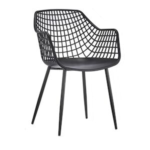 NOW'S HOME - 2 Fauteuils Table Exteri Eur Polypropylene/metal Noir 56x57x84cm Bradley