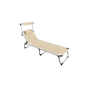 Garden Friend Bain de soleil pliant Mykonos chassis en aluminium housse en textilene avec toit solaire inclinable Beige