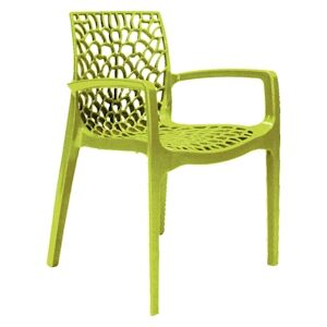 Fauteuil SAPHIR GrandSoleil en polypropylene de haute qualite coloris vert anis, empilable.  56,5x55x81