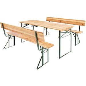 tectake Table de jardin pliante 176 x 69 x 76 cm avec bancs - marron -402503