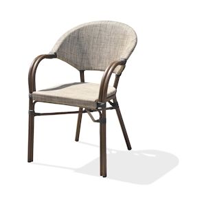 DCB GARDEN Fauteuil de jardin empilable en aluminium marron et textilene beige - USHUAIA