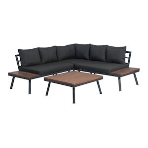 Tarrington House Ensemble de canapes dangle de terrasse Balimo 4 pieces bois dacacia FSC acier 2 canapes 1 x table basse noir marron