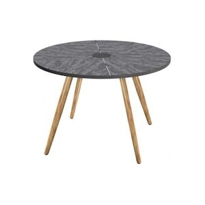 Table de jardin ronde Acier thermolaque nassilium en lamelles Diametre 110 cm AUCUNE