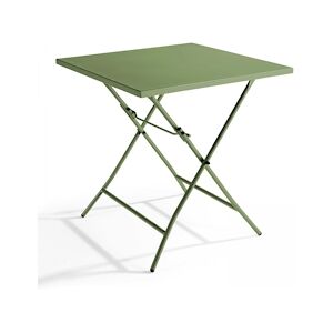 Oviala Business Table de jardin pliante carrée en acier vert cactus - Oviala